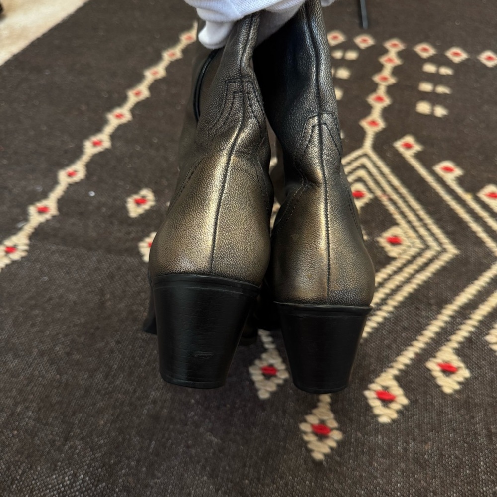 Franco Sarto Western Boots Metallic Bronze Leather Mid-Calf Cowboy Sz 8M - Picture 5 of 13